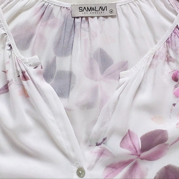 Sam & Lavi Floral Blossom Print Button Up Blouse Top M - Picture 5 of 11